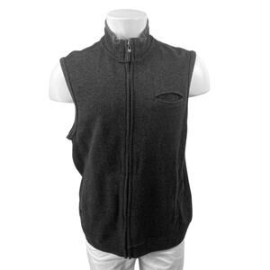 Tasso Elba Men's Black Sleeveless Full Zip Stand Collar Sweater Vest Jacket Sz L